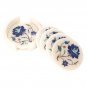 White Marble Coffee Coaster Set Lapis Lazuli Stone Inlay Table Decor Gifts H3561