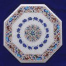 22" White Marble Table Top Deer Inlaid Elephant Parrot Peacock Pietra Dura Decor 22" White Marble Table Top Deer Inlaid Elephant Parrot Peacock Pietra Dura Decor
