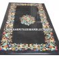 Black Marble Dining Table Rare Marquetry Mosaic Inlay Pietra Dura Art Decor H2881