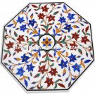 18'' White Marble Side Table Top Lapis Floral Mosaic Inlay Marquetry Decor H3080 18'' White Marble Side Table Top Lapis Floral Mosaic Inlay Marquetry Decor H3080