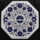 12'' Marble Top Coffee Table Lapis Lazuli Inlay Mosaic Work Home Art Decor H3108