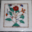 Marble Top Side Coffee Table Floral Carnelian Marquetry Inlay Patio Decor H5324