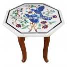 White Marble Side Top Table With Stand Lapis Inlay Marquetry Birds Decor H3049 White Marble Side Top Table With Stand Lapis Inlay Marquetry Birds Decor H3049