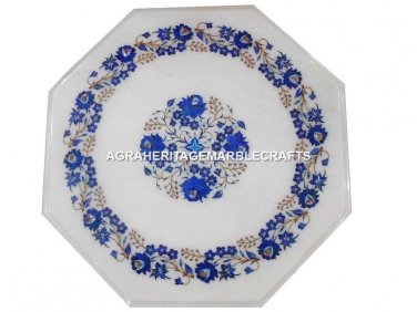 Marble Coffee Table Top Lapis Lazuli Inlay Stone Mosaic Living Room Decor H1374