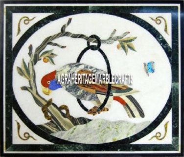 Fine Marble Side Custom Table Top Mosaic Inlay Birds Arts Hallway Decor H3974