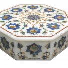 Decorative White Marble Jewelry Box Lapis Lazuli Handmade Pietra Home Dura H1887
