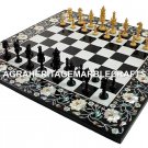 Chess Marble Top Table Pauashell Precious Inlay Stone Art Hallway Decor H4514