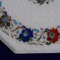 18" Exclusive White Marble Marquetry Table Top Inlaid Floral Pietradura Gift Art