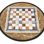 Black Round Marble Chess Hallway Table Top Rare Inlay Mosaic Patio Decor H4584