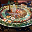 Marble Top Dining Table Malachite Inlay Mosaic Stone Art Casino Decorative H3918