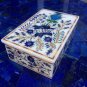 6"x4"x2" Marble White Jewelry Box Lapis Lazuli Marquetry Floral Work Inlay Gifts