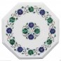 12" White Marble Center Table Top Lapis Stone Pietradura Inlay Art Garden Decor