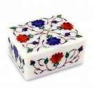 Marble Jewelry Square Box Handcarved Art Jali Work Occasional Gift Decor H4615