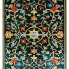 4'x2' Black Marble Top Dining Side Table Marquetry Inlay Floral Home Decor H3085 4'x2' Black Marble Top Dining Side Table Marquetry Inlay Floral Home Decor H3085