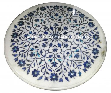 Marble Round Dining Room Table Dining Pietra Dura Lapis Lazuli Floral Decor H916