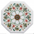 12" White Marble Coffee Table Top Semi Precious Gems Mosaic Inlay Furniture Art 12" White Marble Coffee Table Top Semi Precious Gems Mosaic Inlay Furniture Art