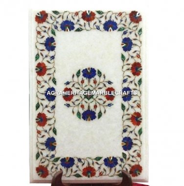 10"x14" Marble Coffee Table Top Marquetry Lapis Inlay Gemstone Mosaic Deco H1688