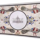 18"x24" Marble Dining Center Table Peacock Marquetry Tajmahal Inlay Mosaic H2025 18"x24" Marble Dining Center Table Peacock Marquetry Tajmahal Inlay Mosaic H2025