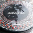 Black Marble Top Dining Table Carnelian Mosaic Stone Inlay Rare Decor Arts H3343