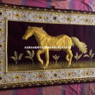 Zardozi Embroidery Wall Hanging Rug Floor Carpet Horse Art Tapestry Carpet M122