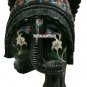 4" Black Marble Elephant Trunk Up Rare Mosaic Inlay Pietradure Home Decor Gifts