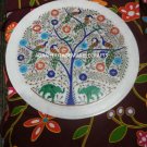 15" White Marble Plate Peacock Pietra Dura Handmade Mosaic Thanks Giving Gifts 15" White Marble Plate Peacock Pietra Dura Handmade Mosaic Thanks Giving Gifts