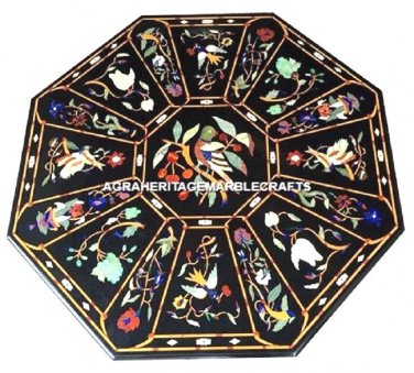 Marble Dining Coffee Table Top Marquetry Inlay Work Art Handmade Home Decor H458