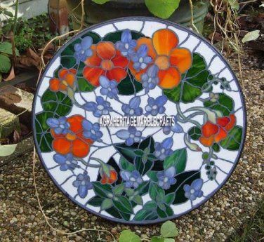 Round Marble End Coffee Table Top Gemstone Inlaid Floral Art Kitchen Decor H4025