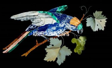 Black Marble Dining Table Top Mosaic Multi Parrot Arts Inlay Garden Decor H3245