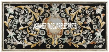 Black Marble Dining Table Scagliola Arts Inlay Stone Occasion Gifts Decor H3283