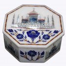 5"x5"x2'' White Marble Jewelry Box Lapis Floral Inlay Tajmahal Art Mosaic Gifts