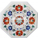 12" White Octagon Marble Top Table Marquetry Hakik Stone Inlay Art Patio Decor
