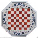 15" Marble Coffee Corner Chess Table Top Multi Gemstone Mosaic Inlay Patio Arts
