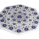 24" Marble Coffee Table Top Lapis PauaShell Semi Precious Christmas Handmade Art