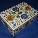 6"x4"x2" White Marble Marquetry Lapis Lazuli Malachite Personalized Jewelry Box 6"x4"x2" White Marble Marquetry Lapis Lazuli Malachite Personalized Jewelry Box