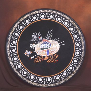 Marble Center Table Top Semi Precious Mosaic Inlay Living Room Decorative H3722