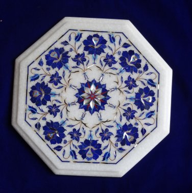 12" White Marble Coffee Table Eid Exclusive 2017 Lapis Lazuli Mosaic Home Decort