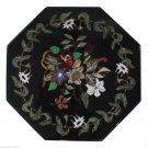 24" Black Marble Table Top Inlaid Semi Precious Handmade Fine Decor High Quality 24" Black Marble Table Top Inlaid Semi Precious Handmade Fine Decor High Quality