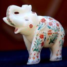 Antique Marble Elephant Micro Mosaic  Pietradure Inlay Hallway Decor Gift H1964