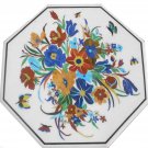 24" White Marble Mosaic Inlay Top Table Marquetry Work Home Decor butterflies 24" White Marble Mosaic Inlay Top Table Marquetry Work Home Decor butterflies