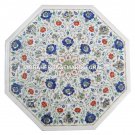 30" Marble Coffee Table Top Pietra Dura Table Semi Precious Handmade Gifts