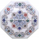 12" White Marble Side Coffee Table Marquetry Inlay Pietradure Garden Decor H3018