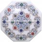 12" White Marble Side Coffee Table Marquetry Inlay Pietradure Garden Decor H3018