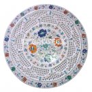 18" Marble Table Plate Rare Multi Stones Marquetry Inlay Grill Work Gifts 18" Marble Table Plate Rare Multi Stones Marquetry Inlay Grill Work Gifts