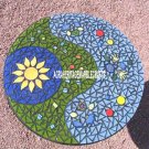 Black Marble Coffee Table Top Semi Precious Mosaic Art Inlay Hallway Decor H3825