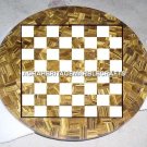 Marble Chess Center Coffee Table Top Tiger Eye Inlay Stone Hallway Decor H4881