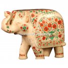 12" White Marble Elephant Statue Carnelian Inlay Fine Pietradura Art Decor M261
