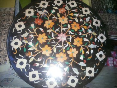36" New Black Fine Handmade Coffee Dining Table Top Marquetry Art Home Decor