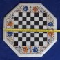 13" Chess Design Coffee White Marble Table Top Floral Marquetry Inlaid Play Arts