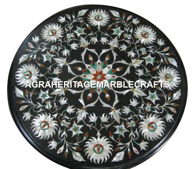 15" Marble Custom Table Top Mother of Pearl Inlaid Marquetry Gifts Decor H2958